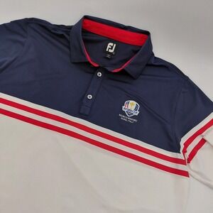 FOOTJOY Ryder Cup 2023 USA Golf Polo Shirt‎ Mens L Crest Blue Red White ITALY